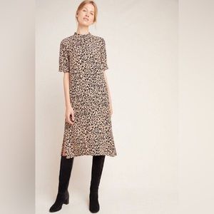 Anthropologie Leopard Print Midi Dress
